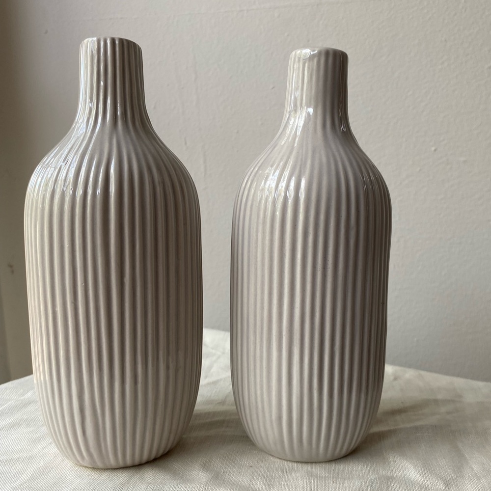 set of  2 neutral vases for home decor or flowers